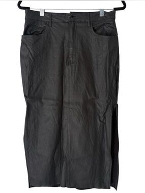 90’s inspired Edgy Vegan Leather Midi Skirt w/ Slit Sz 11